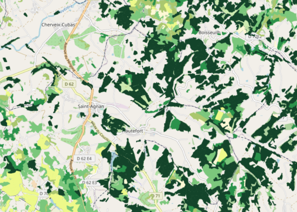 Cartographie volume peuplements forestiers